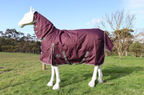 Winter Horse Turnout Rug 600D 180g Fill Combo Neck Waterproof Rug Burgundy Color - Picture 1 of 3