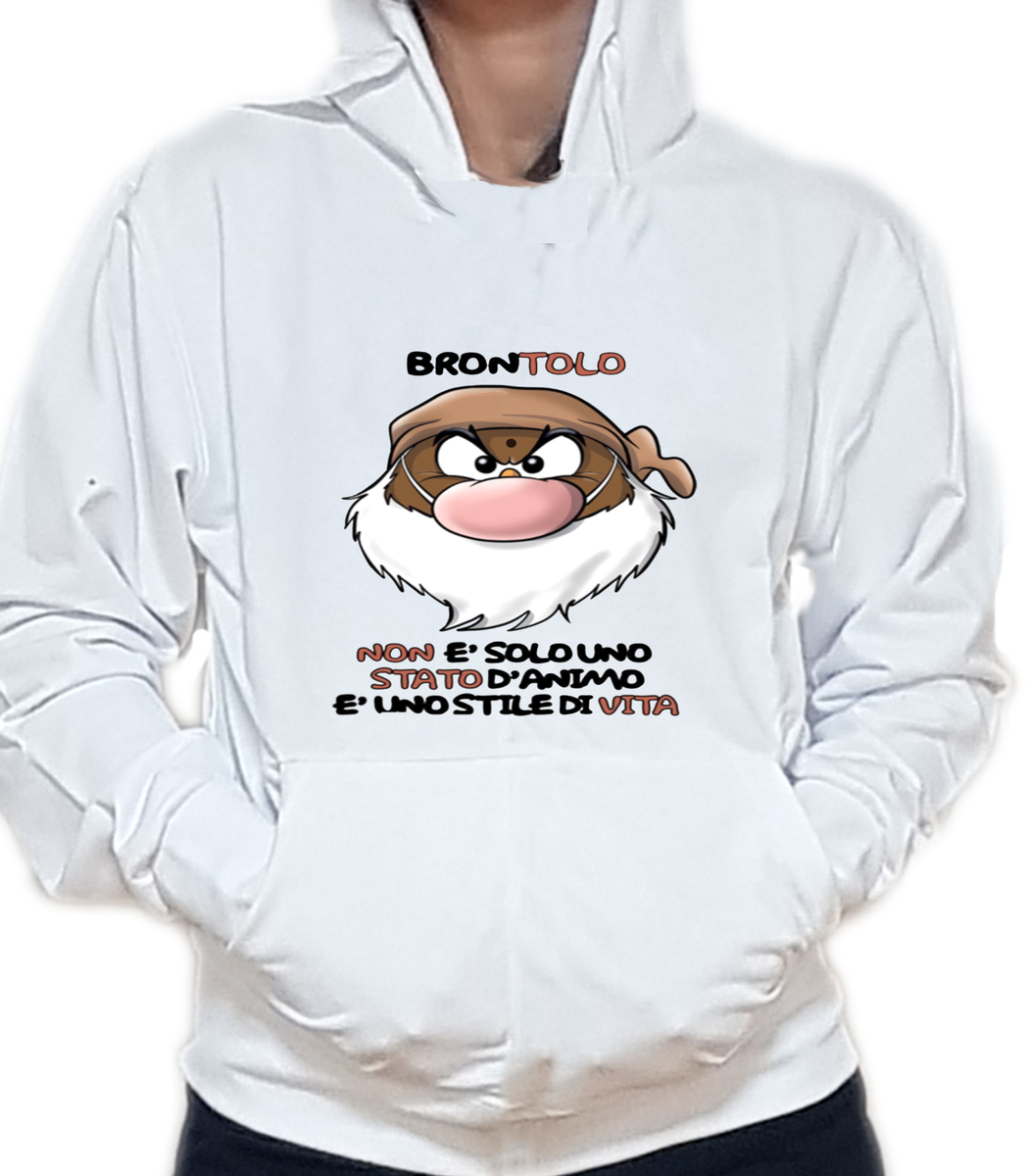 Felpa Uomo Girocollo Basic Top qualità Top vestibilità - Io Brontolo - Divertente Humor Made in Italy (S, Bianco