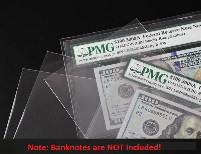 100 Paper Money Sleeve Self adhesive For Certified PMG Graded Banknote ...