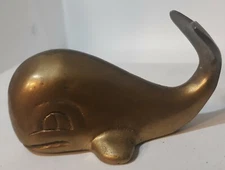 VTG Leonard Silver MFG Co Brass Sea Water Whale Figurine Paperweight Taiwan 