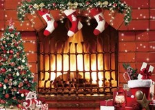 7x5ft Christmas Backdrop Christmas Fireplace Backdrop for PhotographyChristma...