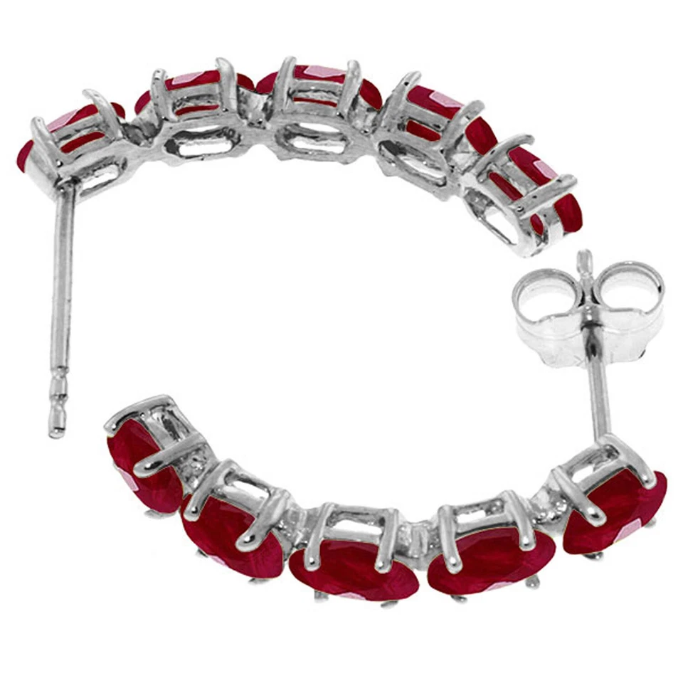 Pendientes de oro blanco macizo de 14K de 2,5 quilates rubí natural Foto 2 de 4