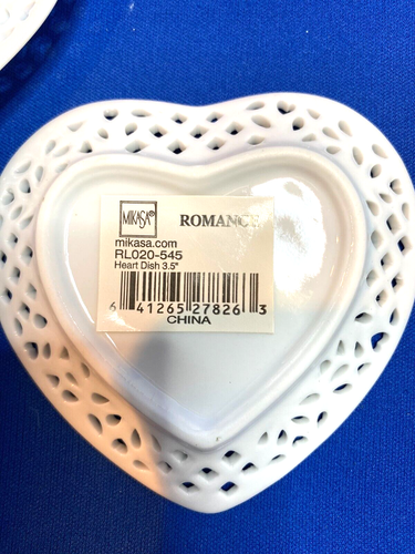 Set of 2 Mikasa Fine Porcelain 3.5” Heart Trinket Dish “Romance” RL020-545 New - Picture 5 of 8