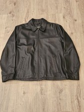 Vintage Eddie Bauer Heavy Leather Jacket Men's XL Tall Brown Full Zip 90s Y2K