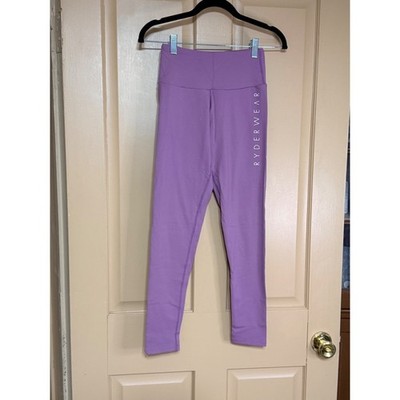 Ryderwear Womens High Waisted Activewear Leggings Lilac Purple Logo Size XS