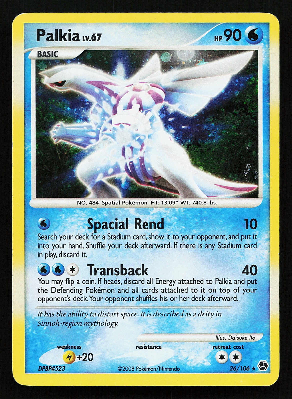 Palkia 26/106 Holo Rare Great Encounters Pokémon Card