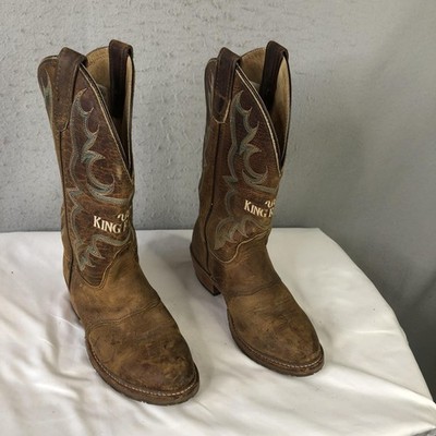 Double H Cowboy Boots Mens Size 7.5 Brown Leather King Ranch  display picture 3