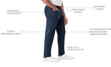 Member's Mark Men s Benton Slim Fit Performance Stretch Pants Navy 34X32 NWT