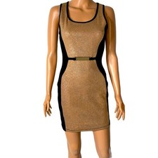 Annabelle BLACK / GOLD dress stretch SLIMMING body con form fitting cocktail SM