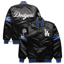 LA Dodgers Black Satin Varsity Jacket MLB baseball