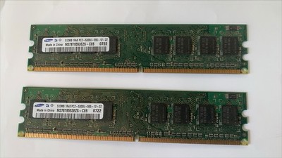PC Arbeitsspeicher RAM PC2 5300U 512MB x 2 Sticks Marke Samsung