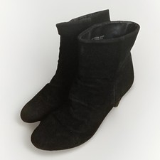 F&F size 5/38 black faux suede Pull On cone heel ankle boots - See Desc