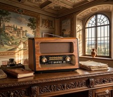 arge Vintage Radio Bluetooth, AM FM Radio Shortwave, 15W Crystal Speaker