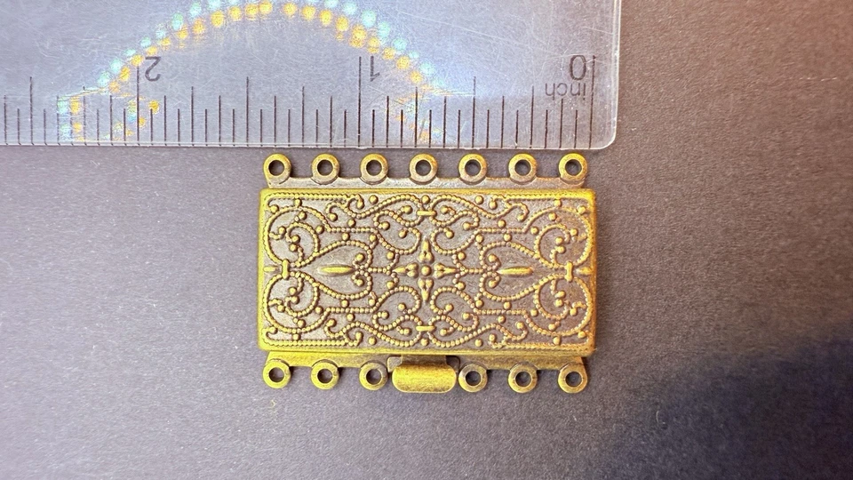 Ornate Six Strand Box Clasp Aged Brass 1- 1/2” - Image 3 of 3