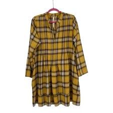 Uncle Frank Women’s Size Large Plaid Flannel Long Sleeve Pintuck Pocket Dress