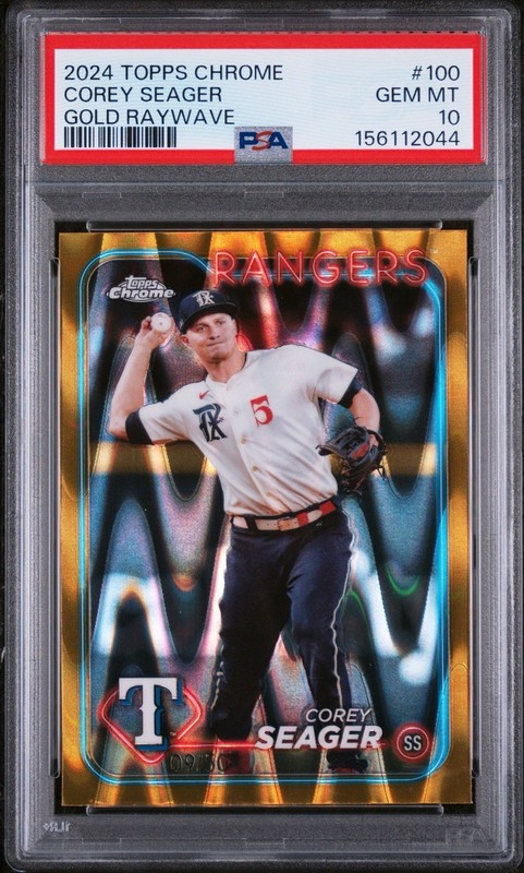 2024 Topps Chrome #100 Corey Seager Gold RayWave Refractor /50 Rangers PSA 10