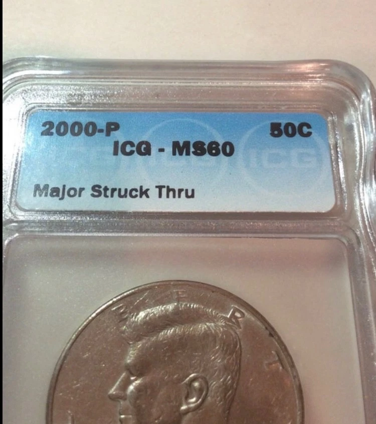 Rare 000 Date Missing Major Struck Through Grease Error ICG Kennedy Half Dollar - Image 3 of 4