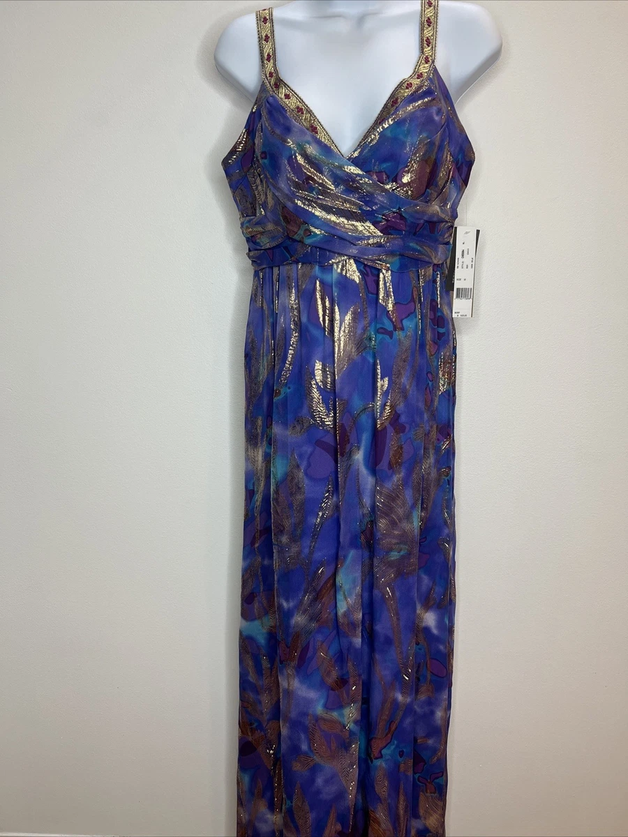 nicole miller blue and gold dress 1968 Pierre Balmain Haute Couture Graphic Sequin Bell Sleeve Column Dr