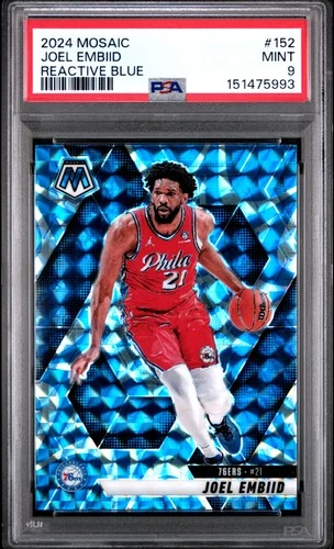 2024 Panini Mosaic Basketball Reactive Blue Joel Embiid #152 PSA 9