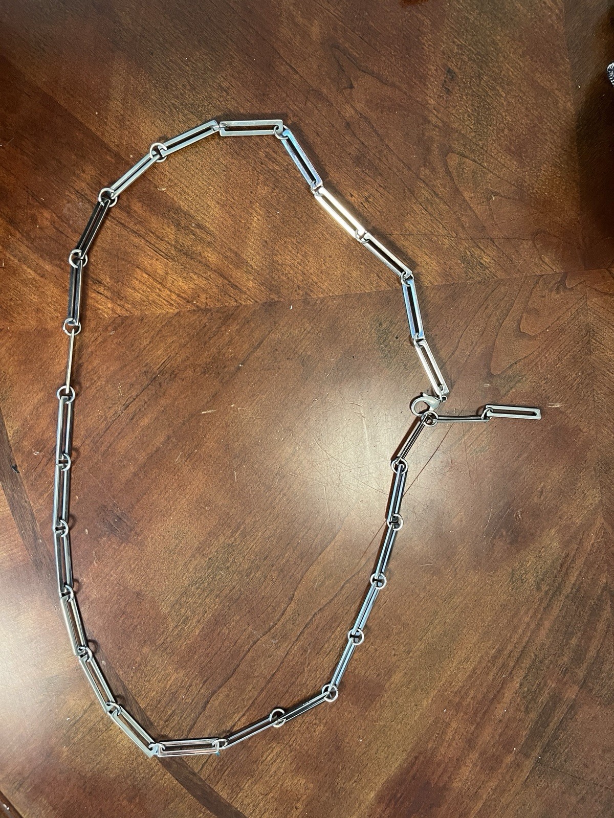 Statement Belt Silver Metal Circle Rectangle Link… - image 2