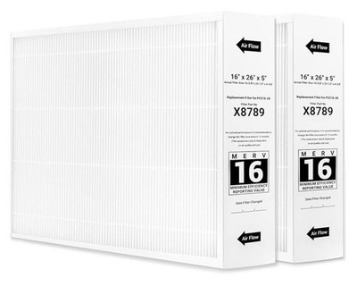 X8789 MERV 16 Filter 16x26x5 Furnance Filter Compat with Lennox PCO16-28  2-Pack