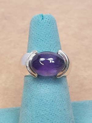 Vintage Sterling Silver Amethyst Signed CL Doem Ring Size 7.75
