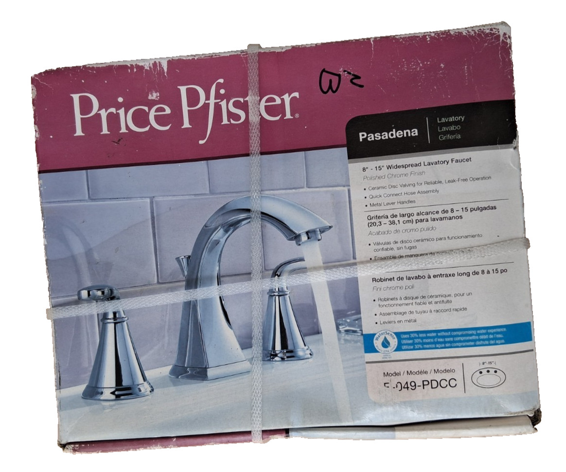 Price Pfister Pasadena Polished Chrome Bathroom Faucet F-049-PDCC 8" - 15"