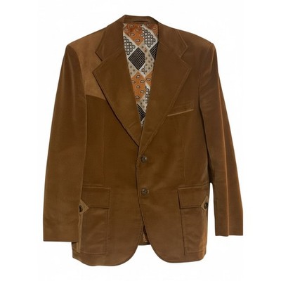 Vtg 70s Richman Brothers Corduroy Western Blazer Jacket Men Brown Paisley 44R