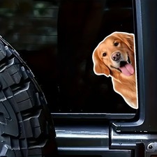 3D Dog in The Window Car Sticker Funny Dog Decal Cute Color: Golden Retriever