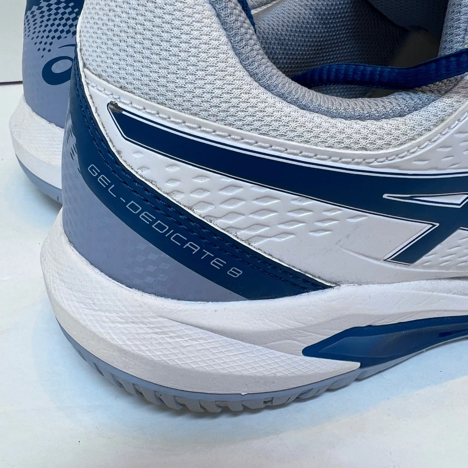 Zapatillas Tenis ASICS Gel Dedicate 8 Anchas Blanco Azul Hombres EE. UU. 11 Foto 3 de 4