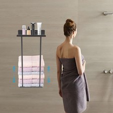 Innen Wandbefestigung Verstellbare 42-80cm  Kohlenstoffstahl Handtuchhalter NEU