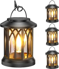 Solar Lanterns Outdoor Hanging 4 Pack, Upgraded Bright Waterproof Lantern for Ou