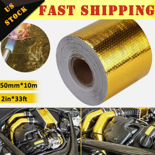 33Ft Gold Intake Heat Reflective Tape Wrap Self Adhesive High Temperature 2" NEW