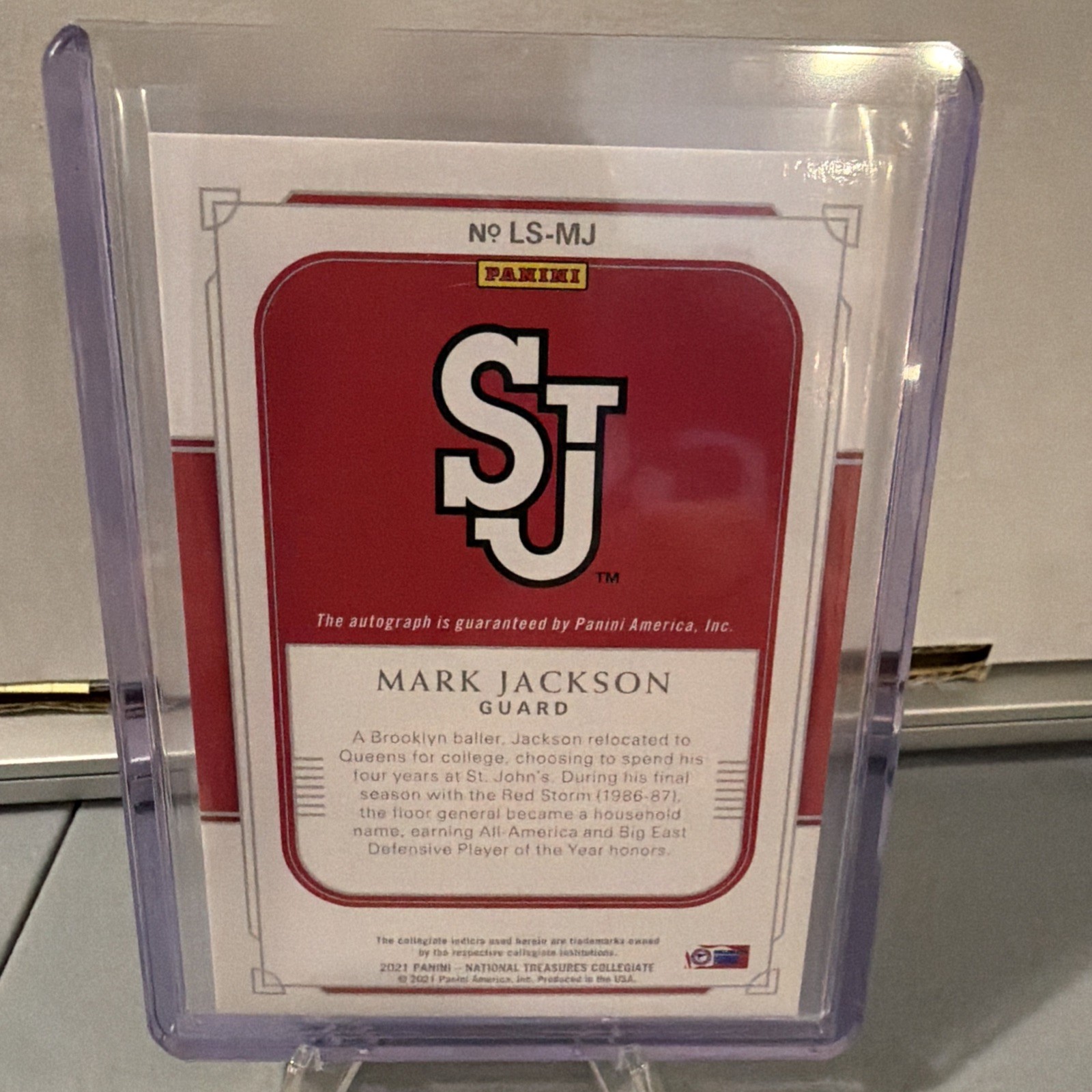 2021-22 National Treasures Collegiate Legacy Signatures Mark Jackson #LS-MJ— /45 view 2