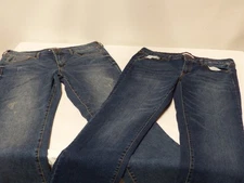 2-Pack JUNIORS SIZE 15/32W Low Rise Bootcut Jeans Denim BLUE Stretch Pants LOT