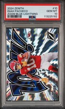 2024 PANINI ZENITH #10 ISIAH PACHECO ZOOM BLUE-LIGHTNING PSA GEM MINT 10