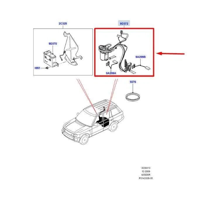 06-09 Land Rover Range Rover 4.2L V8 Gas Tank Fuel Pump w/ Sender Unit WGS500082 - Image 2 of 4