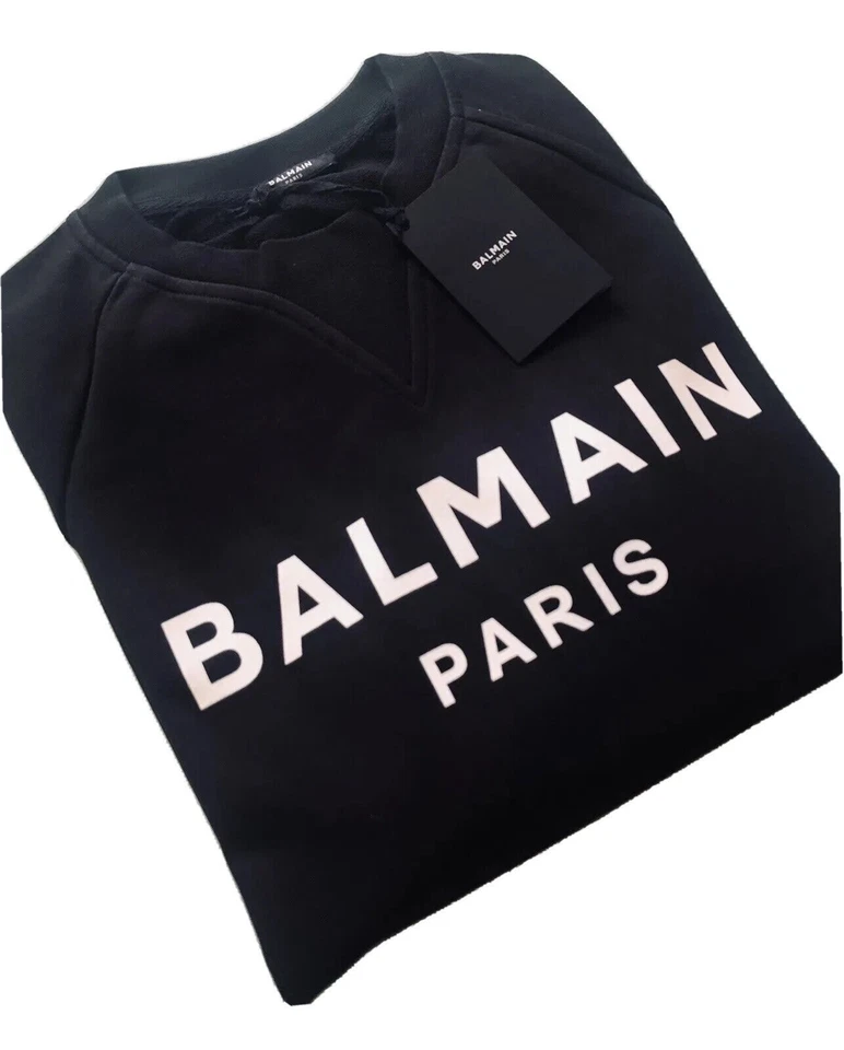 Felpa Balmain dalla Taglia XS alla Taglia XXL colore Nero logo Bianco - Imagen 4 de 4