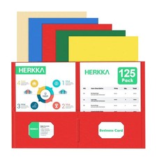 Pocket Folder, 125 Pack 2 Pocket Folders with Business Card Slot, Letter Size...