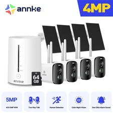 ANNKE 4MP Wireless Solar Power Color Night Security Camera System Two Way Audio