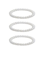 Pearl Elastic Bracelet, Beaded Faux Pearl Accessories for Wedding, Bridal Par...