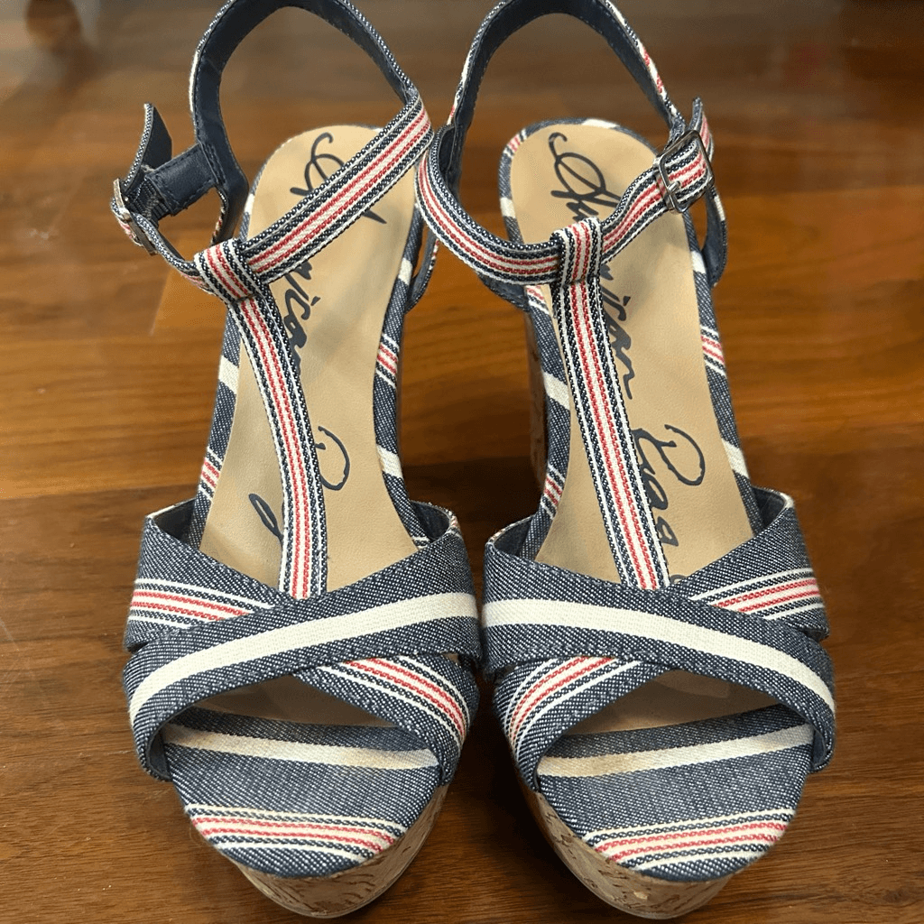 APL American Rag sandalo donna rosso bianco blu taglia 8 5