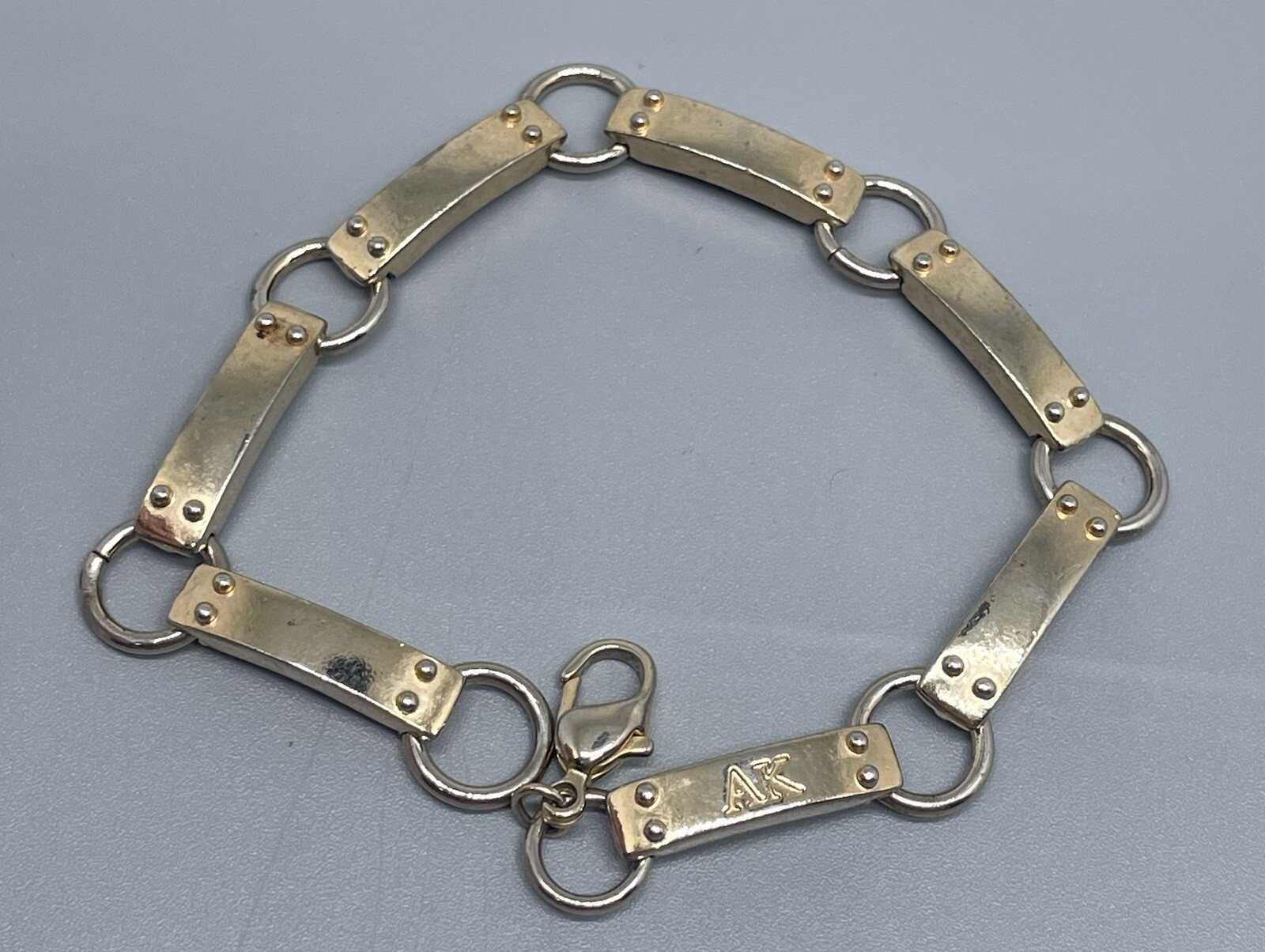 AK Silver Tone Rectangular Shaped Chain Bracelet - image 5