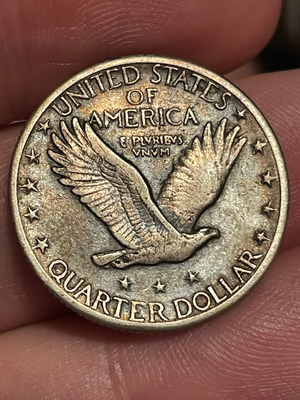 1924 S Silver Standing Liberty Quarter, San Francisco, XF/AU Details, Toned
