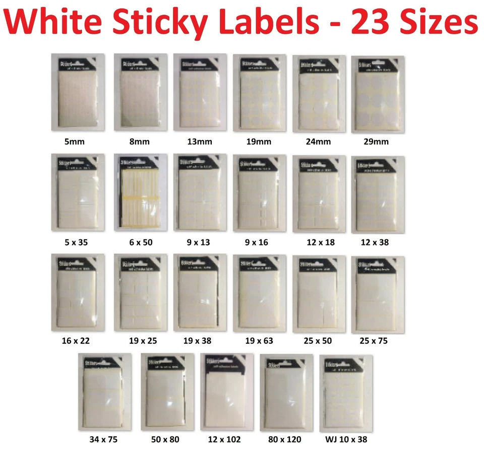 White Small Sticky Labels Price Stickers Tags Blank Self Adhesive