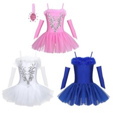 Mädchen Ballett Trikot Tütü Kleid Ballettkleid Schwan Ballerina Kostüm Outfit