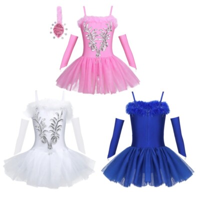 Mädchen Ballett Trikot Tütü Kleid Ballettkleid Schwan Ballerina Kostüm Outfit
