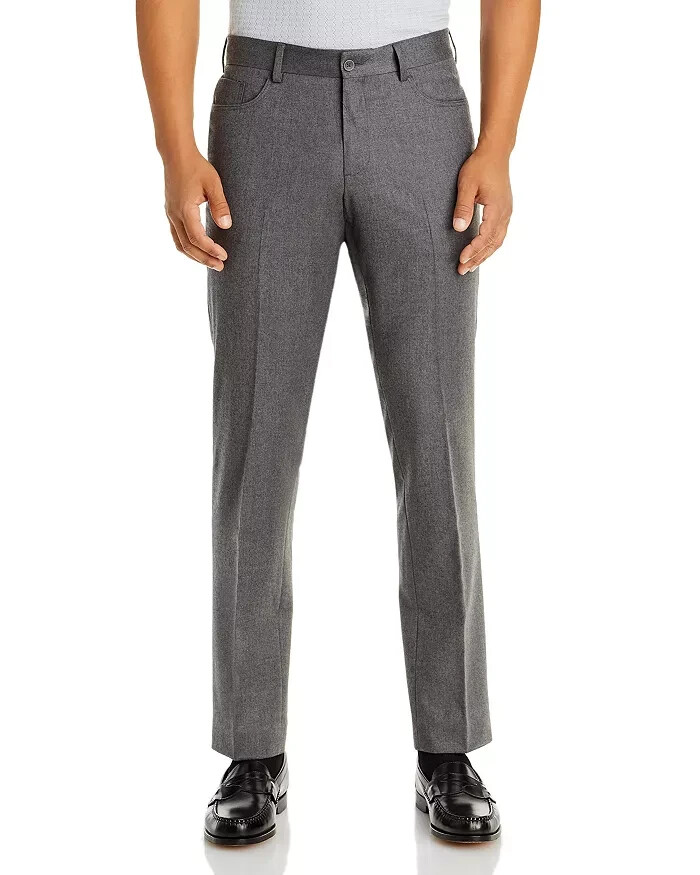 The Men's Store L55025 Wool Stretch Flannel 5-Pocket Gray Dress