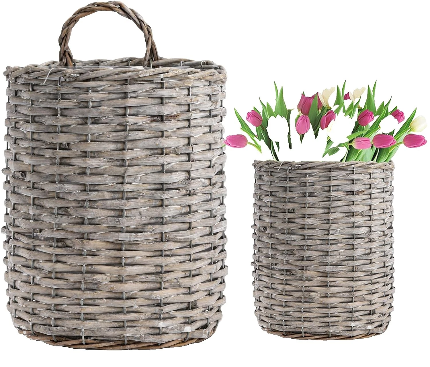 Wicker Farmhouse Round Décor Baskets