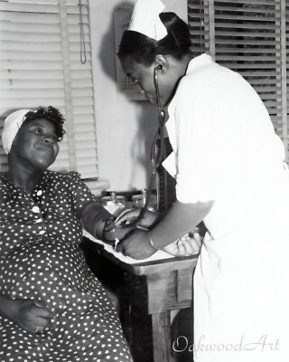 BLACK WOMAN Taking an Expectant Mother's Blood Pressure, Vintage Photo Reprint